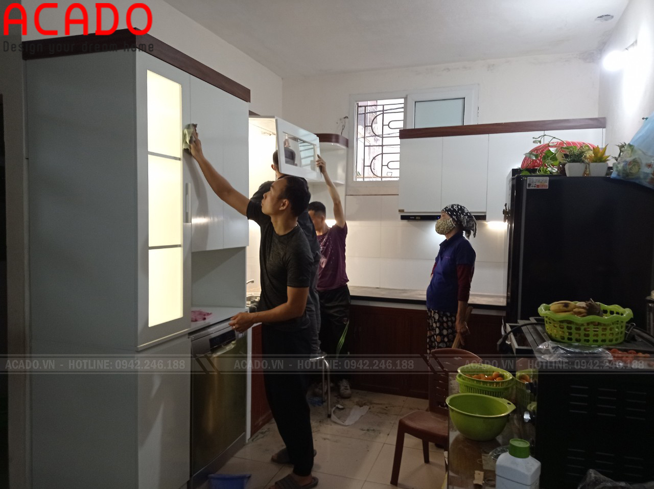 Thi công tủ bếp tại Thượng Thành - Long Biên, gia đình em Phong