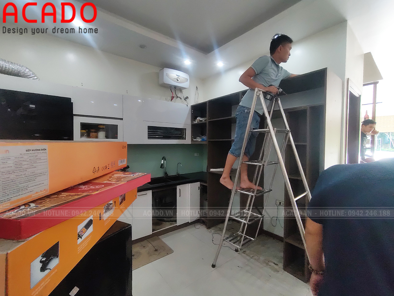 Hình ảnh thi công tủ bếp tại Geleximco Lê Trọng Tấn 