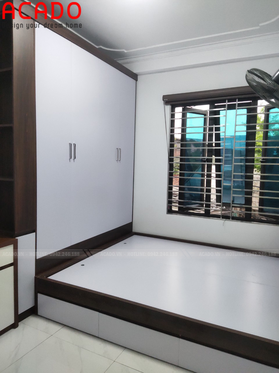 Giường nâng sản kết hợp tủ quần áo - Lắp đặt nội thất tại Thanh Trì