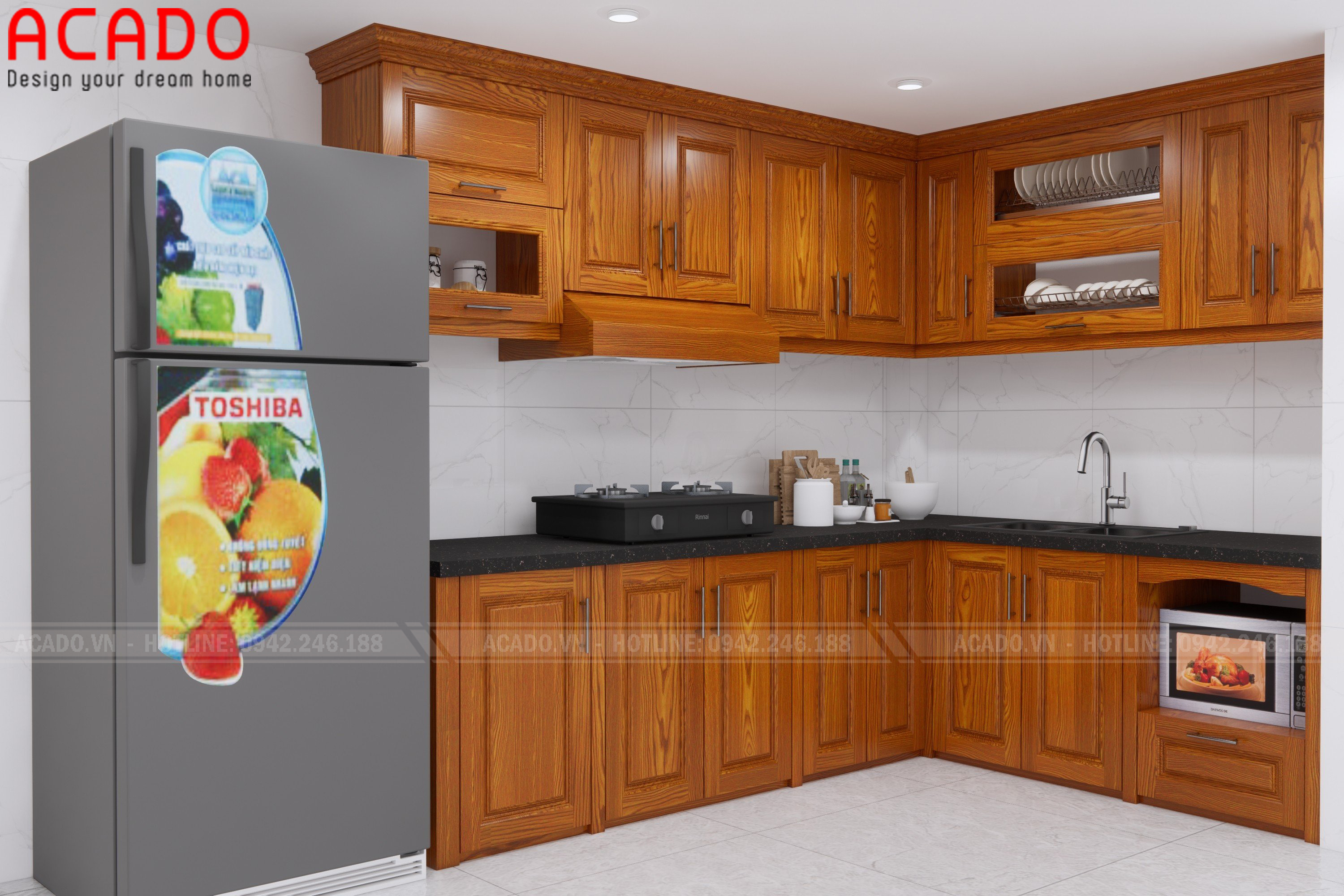 Hình ảnh thiết kế 3d tủ bếp cho gia đình cô Lan - Lắp đặt tủ bếp tại an Khánh
