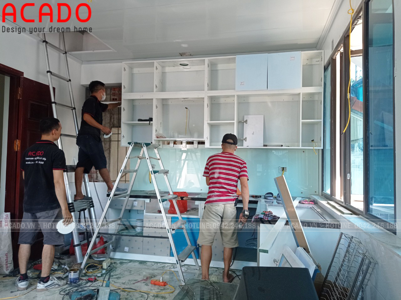 Hình ảnh thi công tủ bếp tại Nguyễn Sơn - Long biên