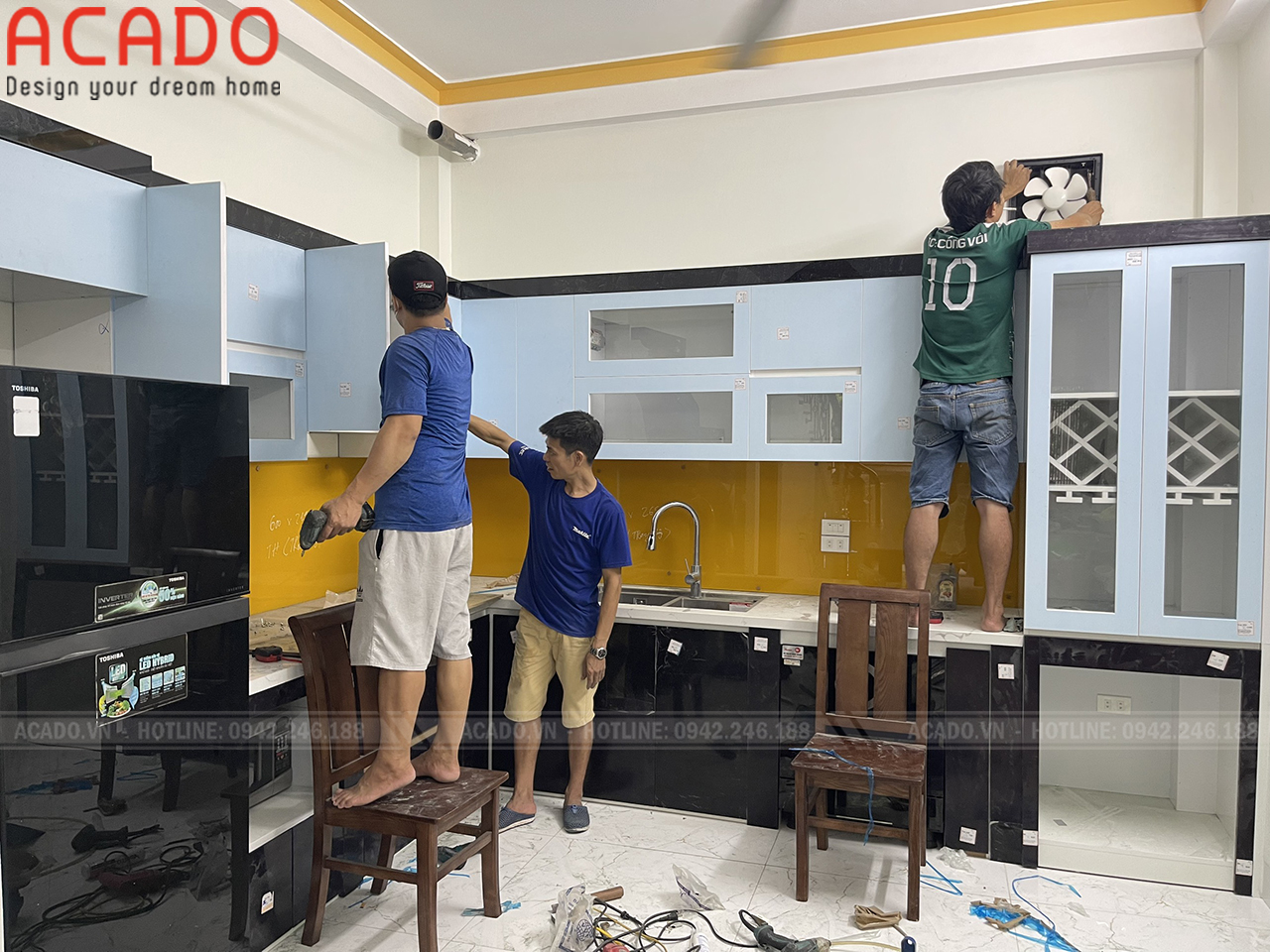 Hình ảnh thi công tủ bếp cho gia đình anh Sơn tại Tây Mỗ