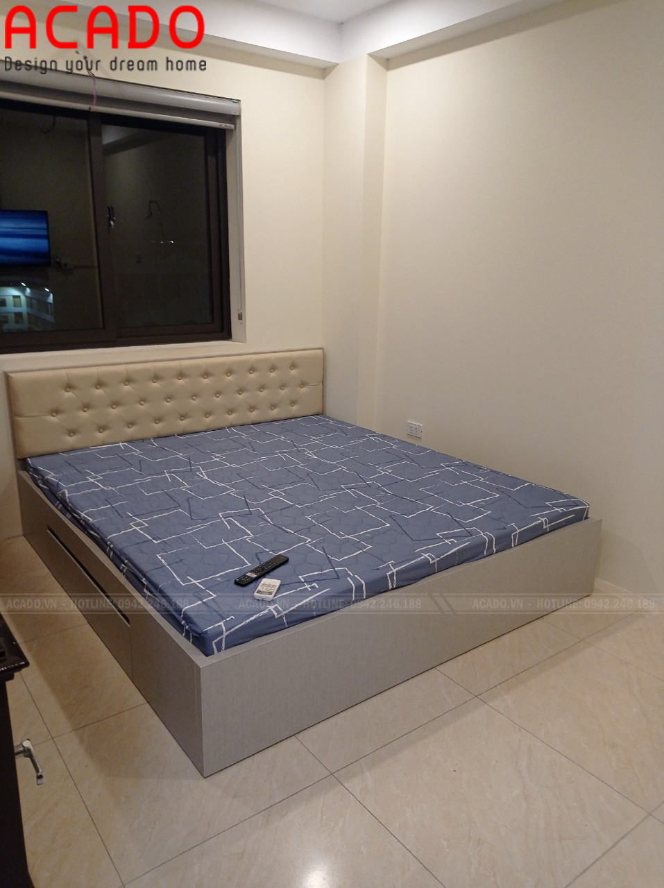 Mẫu thiết kế giường ngủ gỗ công nghiệp đơn giản, hiện đại