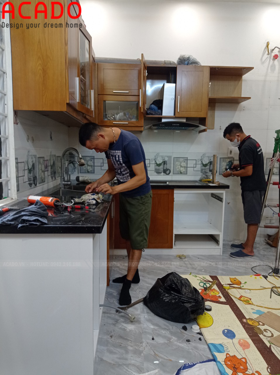 Hình ảnh thi công tủ bếp tại Đức Giang cho gia đình em An