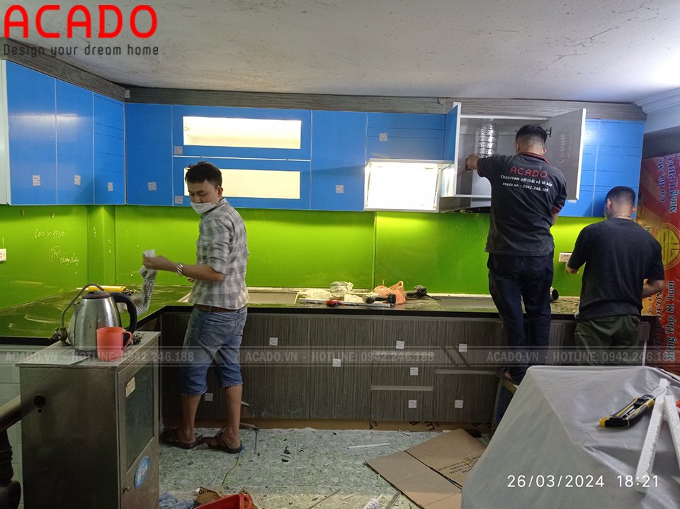Quá trình thi công tủ bếp tại gia đình anh Thắng
