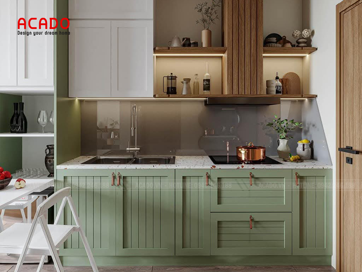 Mẫu tủ bếp dài 2m