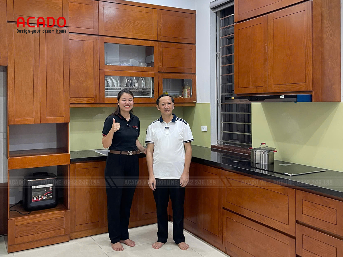 Mãu tủ bếp gỗ sồi Nga dài 2m