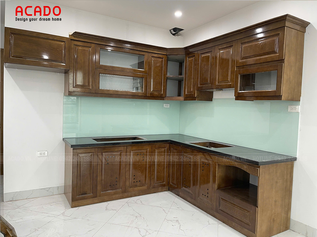 Tủ bếp gỗ óc chó