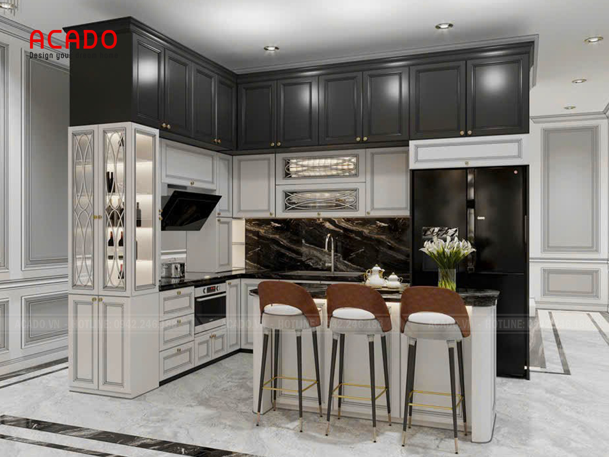 Gỗ sồi Nga làm tủ bếp