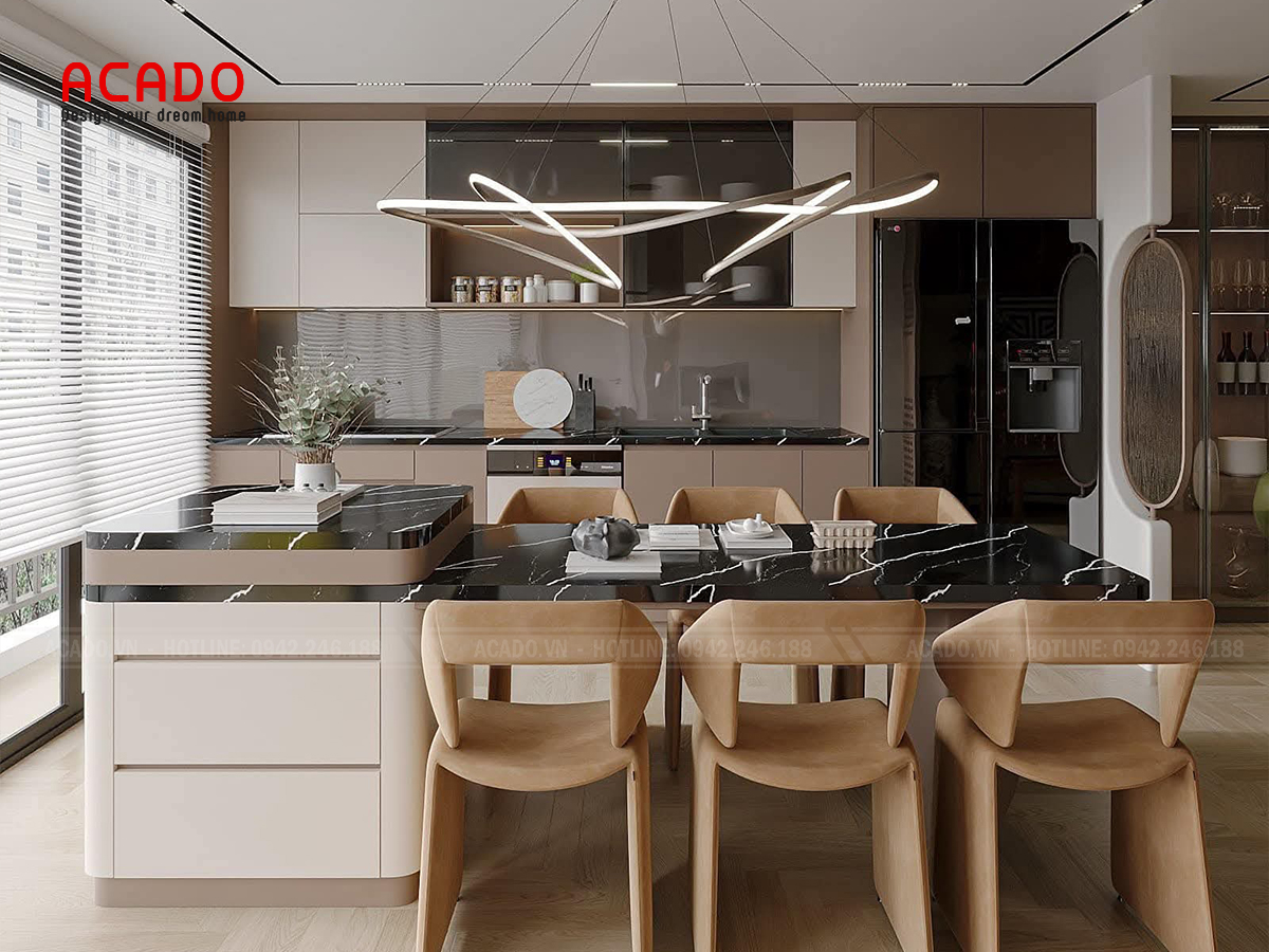 Tủ bếp nhựa kết hợp gỗ công nghiệp