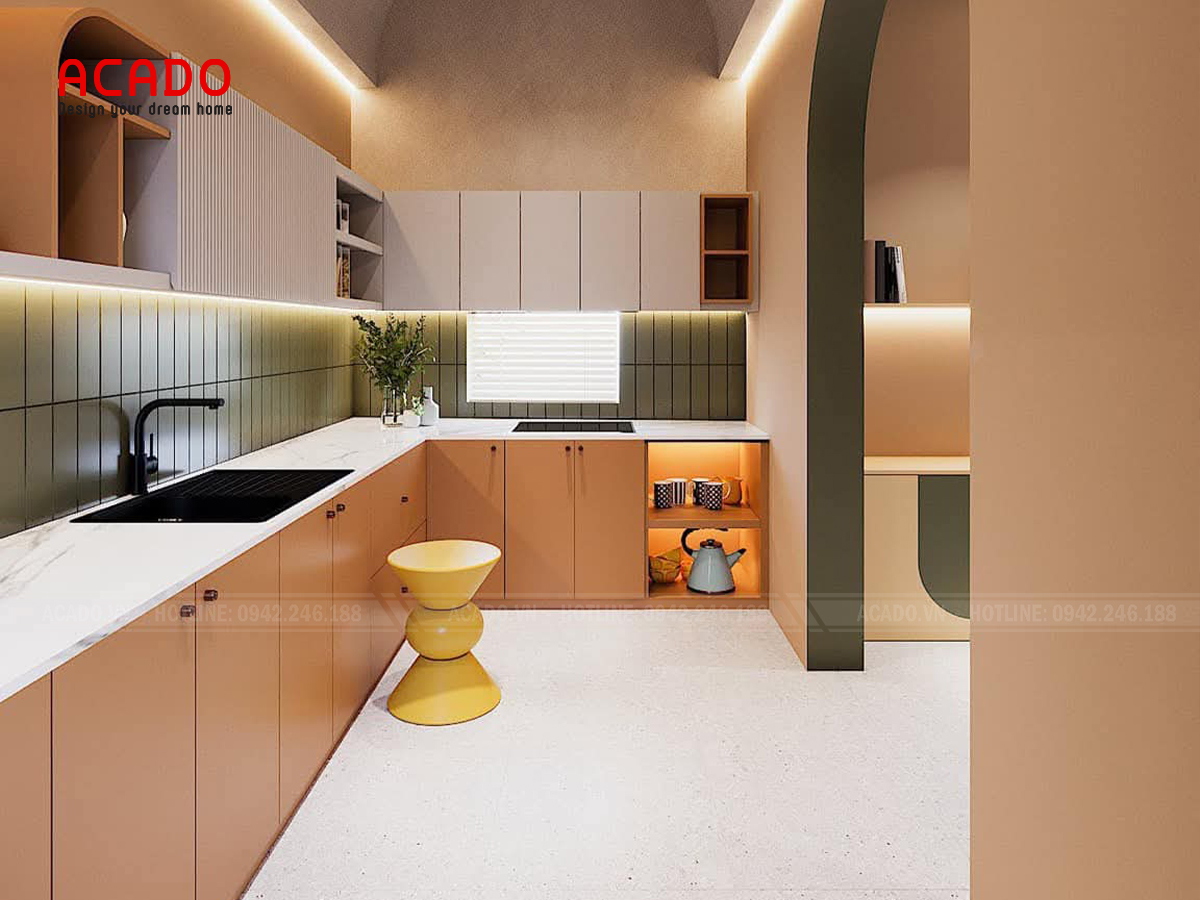 Tủ bếp có bồn rửa chén