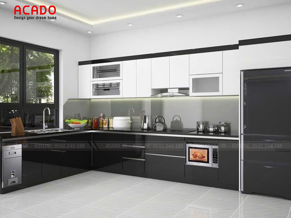 tủ bếp màu đen