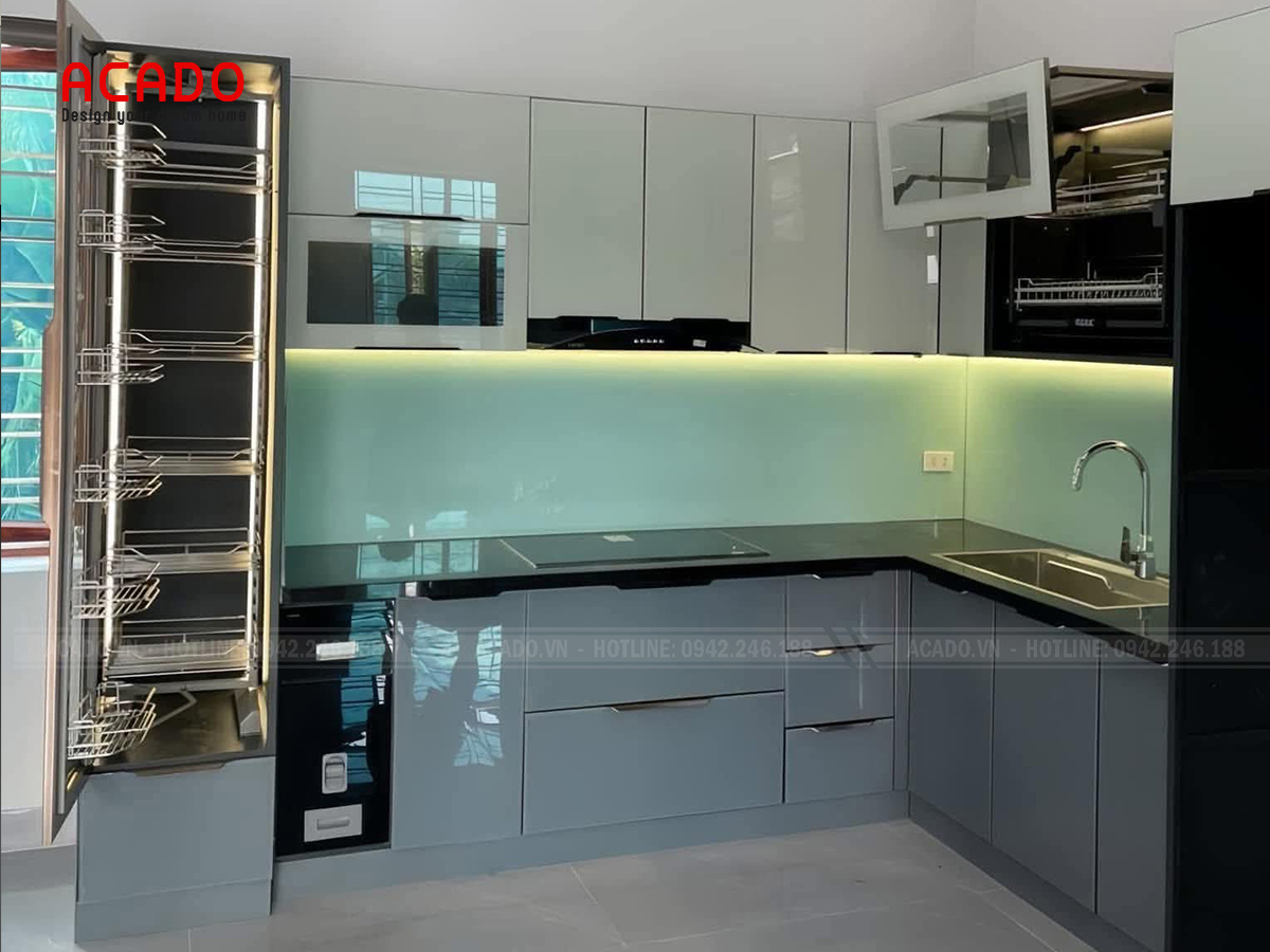 Tủ bếp thép tráng gương