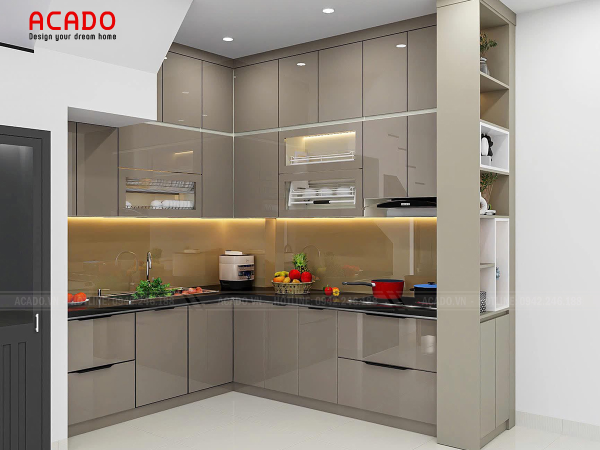 Tủ bếp thép tráng gương