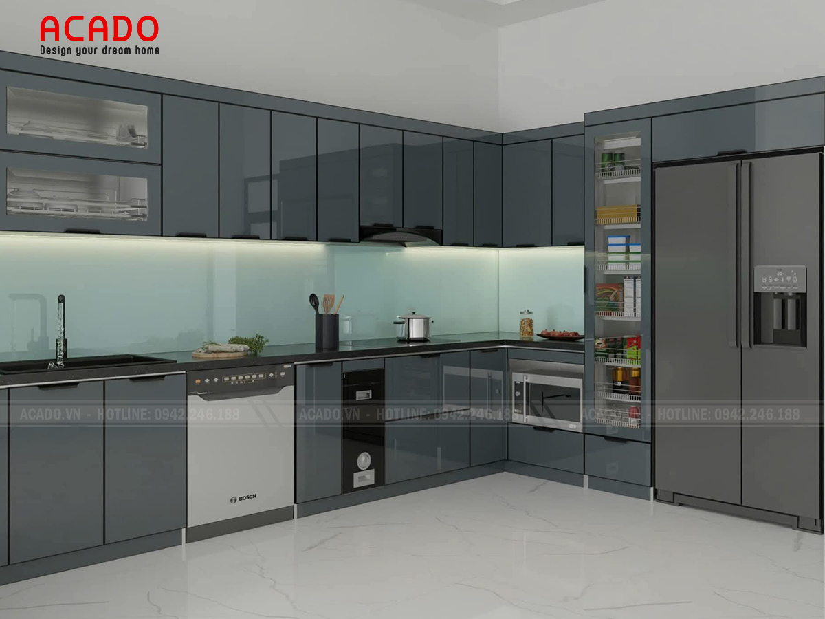 Tủ bếp thép tráng gương