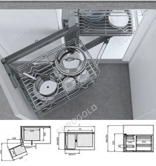 Kệ liên hoàn cho góc tủ Eurogold
