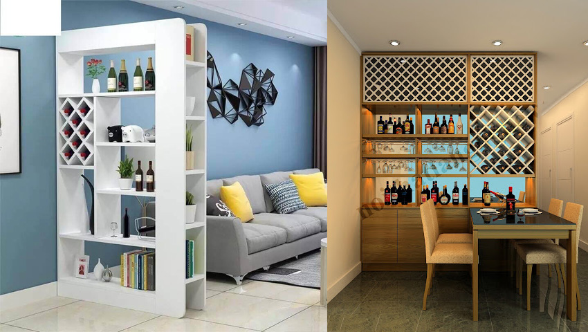 Tủ rượu ngăn phòng khách và bếp