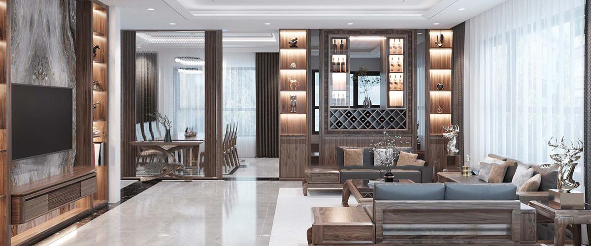 tủ rượu ngăn phòng khách và bếp