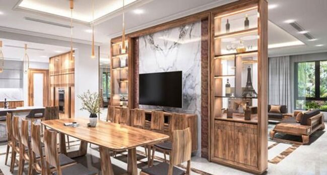 Tủ rượu ngăn phòng khách và bếp